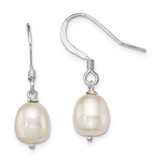 Image of 26mm Sterling Silver Polished White 7-8mm Freshwater Cultured Pearl Dangle Earrings