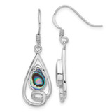 Image of 36.7mm Sterling Silver Rhodium-plated Polished Abalone Swirl Teardrop Dangle Earrings
