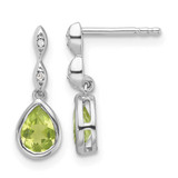 Image of Sterling Silver Rhodium-plated White Ice .01 ctw Diamond and Peridot Post Earrings