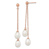 Image of 58.63mm Sterling Silver Pink 7-8mm White Teardrop Freshwater Cultured Pearl Dangle Earrings