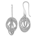 Image of 49mm Sterling Silver Rhodium-plated Diamond-cut Fancy Intertwined Circles Dangle Earrings
