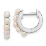 Image of 13.5mm Sterling Silver Rhodium-plated 2.5-3mm Freshwater Cultured Pearl Hinged Hoop Earrings