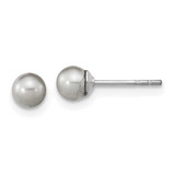 Image of 4-5mm Sterling Silver Rhodium-plated 4-5mm Grey Round Freshwater Cultured Pearl Post Earrings