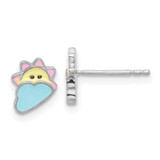 Image of Sterling Silver Rhodium-plated Multicolor Enameled Sun and Cloud Childrens Post Earrings