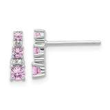 Image of Sterling Silver Rhodium-plated .52Cr Pink Sapphire and .03Created White Sapphire Earrings