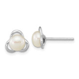Image of 8.44mm Sterling Silver Rhodium-plated 6-7mm White Button Freshwater Cultured Pearl Post Earrings