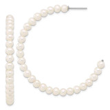 Image of 56mm Sterling Silver Rhodium-plated 4-5mm Round Freshwater Cultured Pearl Post C-Hoop Earrings