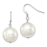 Image of 28mm Sterling Silver Rhodium-plated Polished White 14-15mm Round Simulated Pearl Dangle Earrings
