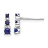 Image of Sterling Silver Rhodium-plated .59 Created Blue Spinel .03Created White Sapphire Post Earrings