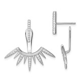 Image of 18mm Sterling Silver Rhodium-plated CZ Bar & Spikes Front & Back Post Earrings