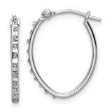 Image of 18.13mm 14k White Gold Diamond Fascination Oval Hoop Earrings