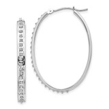 Image of 37mm 14k White Gold Diamond Fascination Oval Hinged Hoop Earrings