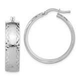 Image of 31.15mm Bronze Diego Massimo Etched Rhodium-plated Hoop Earrings DME133