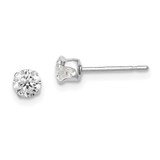 Image of 4mm Sterling Silver 4mm Round Snap Set CZ Stud Earrings