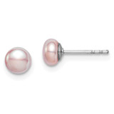 Image of 4-5mm Sterling Silver Rhodium-plated 4-5mm Purple Freshwater Cultured Button Pearl Earrings