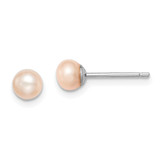 Image of 4-5mm Sterling Silver Rhodium-plated 4-5mm Pink Freshwater Cultured Button Pearl Stud Earrings