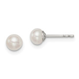 Image of 4-4.5mm Sterling Silver Rhodium-plated 4-5mm White Freshwater Cultured Button Pearl Stud Earrings