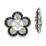 Image of 16mm Sterling Silver Rhodium-plated Peridot & Black Sapphire Earrings Jacket QJ141AUG
