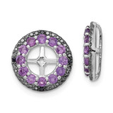 Image of 13mm Sterling Silver Rhodium-plated Amethyst & Black Sapphire Earrings Jacket QJ125FEB