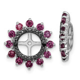Image of 14mm Sterling Silver Rhodium-plated Rhodolite Garnet & Black Sapphire Earrings Jacket QJ108JUN