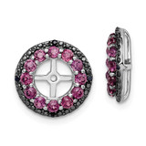 Image of 13mm Sterling Silver Rhodium-plated Rhodolite Garnet & Black Sapphire Earrings Jacket QJ125JUN