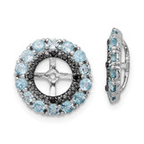 Image of 13mm Sterling Silver Rhodium-plated Swiss Blue Topaz & Black Sapphire Earrings Jacket QJ130DEC