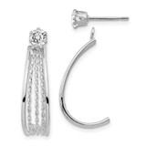 Image of 21mm 14K White Gold J Hoop Polished w/CZ Stud Earrings
