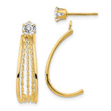 Image of 21mm 14K Yellow Gold J Hoop Polished w/CZ Stud Earrings