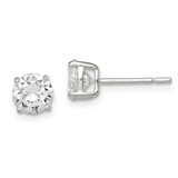 Image of 6mm Sterling Silver 6mm Round Basket Set CZ Stud Earrings