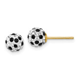 Image of 6mm 14K Yellow Gold Black and White Crystal 6mm Post Earrings
