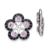 Image of 16mm Sterling Silver Rhodium-plated Crted Pink Sapphire & Black Sapphire Earrings Jacket