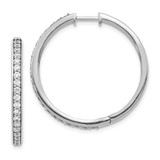 Image of 28mm 14k White Gold Diamond Hinged Hoop Earrings EM4267-100-WA