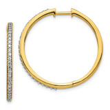 Image of 27mm 14K Yellow Gold Diamond Hinged Hoop Earrings EM4267-050-YA