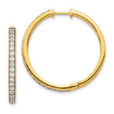 Image of 28mm 14K Yellow Gold Diamond Hinged Hoop Earrings EM4267-100-YA