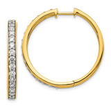 Image of 29mm 14K Yellow Gold Diamond Hinged Hoop Earrings EM4267-150-YA