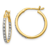 Image of 18mm 14K Yellow Gold Diamond In/Out Hoop Earrings EM5423-033-YA