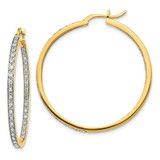 Image of 35mm 14K Yellow Gold Diamond In/Out Hoop Earrings EM5423-062-YA