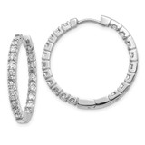Image of 32mm 14k White Gold AAA Diamond Hinged Hoop Earrings XE867WAAA