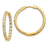Image of 32mm 14K Yellow Gold AAA Diamond Hinged Hoop Earrings XE867AAA