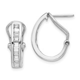 Image of 18mm 14k White Gold Baguette Diamond Omega Back Hoop Earrings EM4224-050-WA
