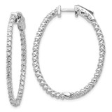 Image of 39mm 14k White Gold Diamond Oval Hoop w/Safety Clasp Earrings XE2020WAA