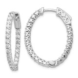 Image of 30mm 14k White Gold Diamond Oval Hoop w/Safety Clasp Earrings XE2023WAA