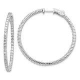 Image of 42mm 14k White Gold Diamond Round Hoop w/Safety Clasp Earrings XE1992WAA