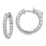 Image of 14mm 14k White Gold Diamond Round Hoop w/Safety Clasp Earrings XE1993WAA