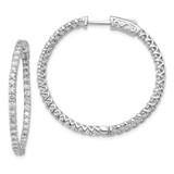 Image of 30mm 14k White Gold Diamond Round Hoop w/Safety Clasp Earrings XE2001WAA
