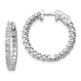 Image of 19mm 14k White Gold Diamond Round Hoop w/Safety Clasp Earrings XE2009WAA