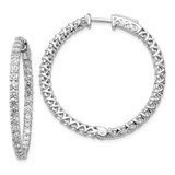Image of 30mm 14k White Gold Diamond Round Hoop w/Safety Clasp Earrings XE2010WAA