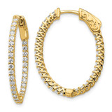 Image of 28mm 14K Yellow Gold Diamond Oval Hoop w/Safety Clasp Earrings XE2019AA