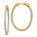 Image of 39mm 14K Yellow Gold Diamond Oval Hoop w/Safety Clasp Earrings XE2022AA