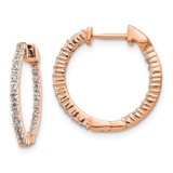 Image of 18mm 14k Rose Gold Polished Diamond In/Out Hinged Hoop Earrings EM5430-050-RA